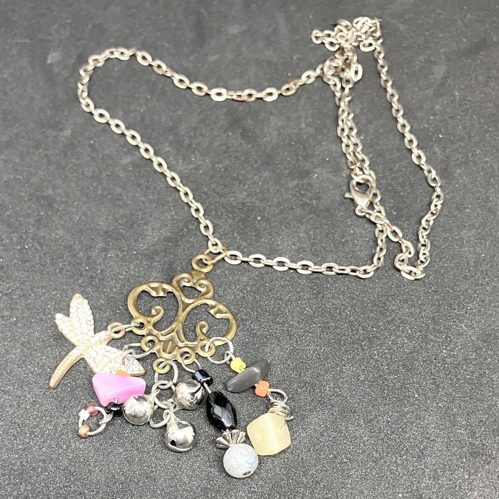 Necklace.. silver .. brass and beads